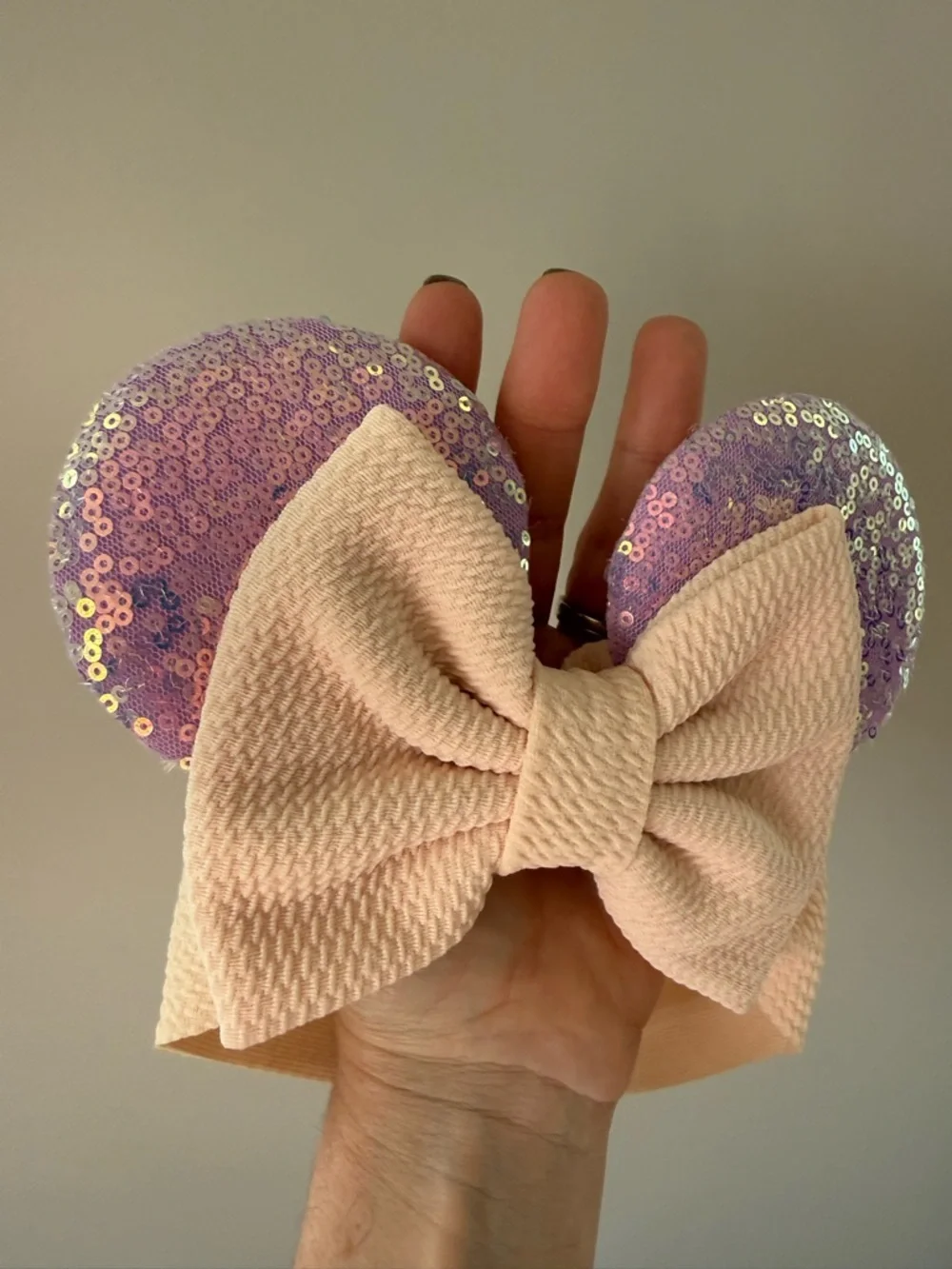 Minnie Mouse Sequin Ear Bow Headband for Baby